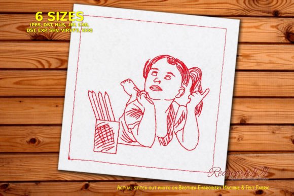 Review: Girl Doing Homework Redwork Design